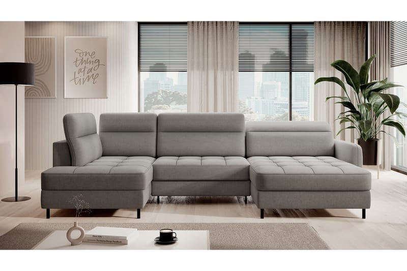 Berrto Sofa med Divan og Sjeselong 5-seters - Grå - Møbler - Sofaer - U-sofa