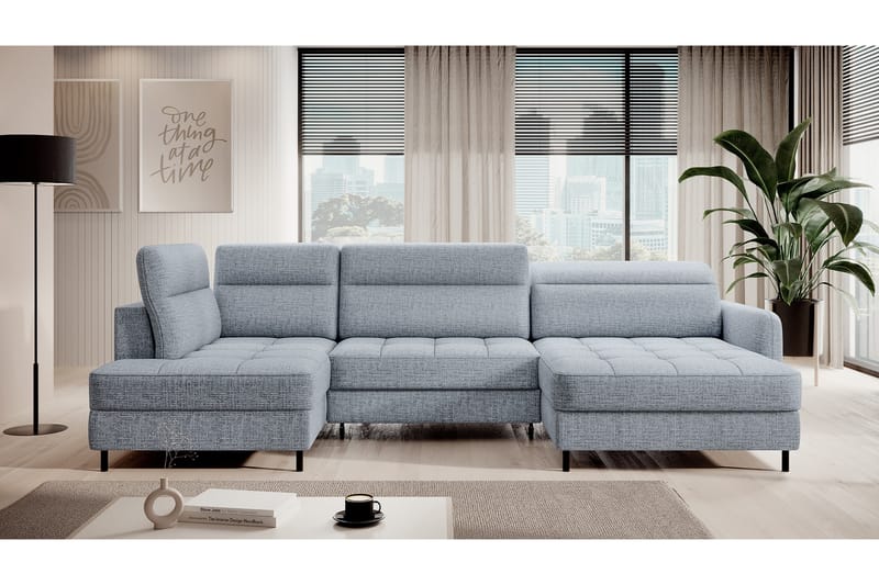 Berrto Sofa med Divan og Sjeselong 5-seters - Grå - Møbler - Sofaer - U-sofa