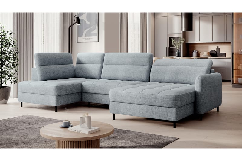 Berrto Sofa med Divan og Sjeselong 5-seters - Grå - Møbler - Sofaer - U-sofa