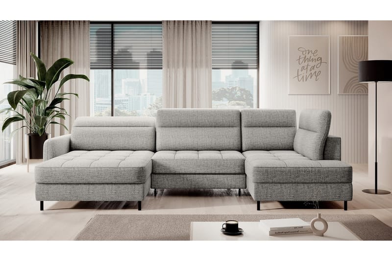 Berrto Sofa med Divan og Sjeselong 5-seters - Grå - Møbler - Sofaer - U-sofa