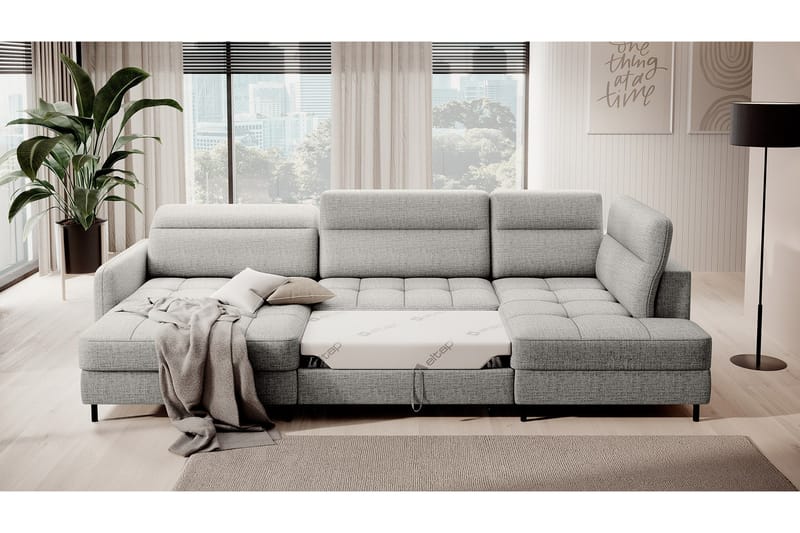 Berrto Sofa med Divan og Sjeselong 5-seters - Grå - Møbler - Sofaer - U-sofa