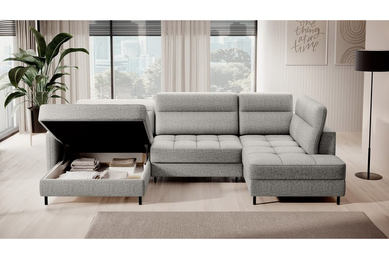 Berrto Sofa med Divan og Sjeselong 5-seters - Grå - Møbler - Sofaer - U-sofa