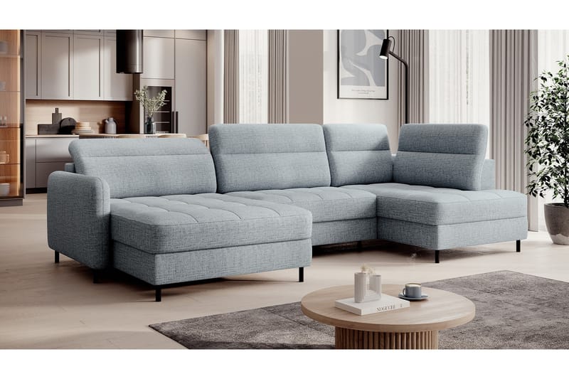 Berrto Sofa med Divan og Sjeselong 5-seters - Grå - Møbler - Sofaer - U-sofa