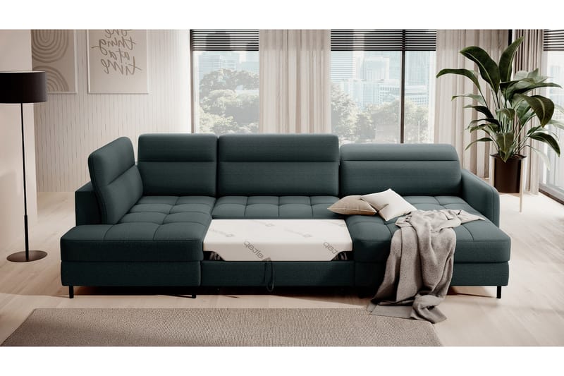 Berrto Sofa med Divan og Sjeselong 5-seters - Grønn - Møbler - Sofaer - U-sofa