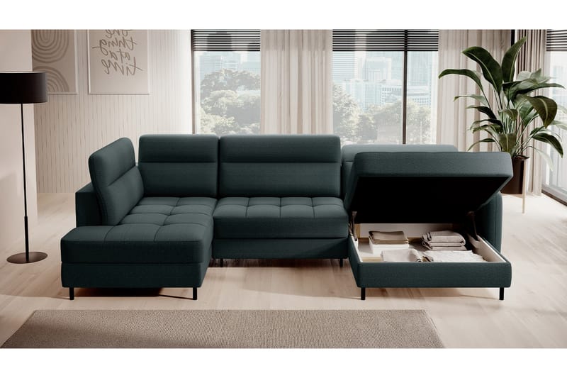 Berrto Sofa med Divan og Sjeselong 5-seters - Grønn - Møbler - Sofaer - U-sofa