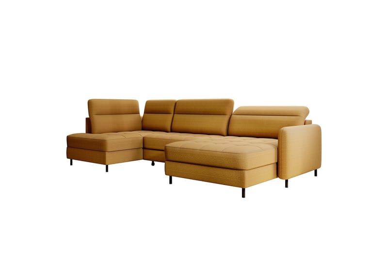 Berrto Sofa med Divan og Sjeselong 5-seters - Gull - Møbler - Sofaer - U-sofa