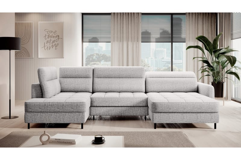 Berrto Sofa med Divan og Sjeselong 5-seters - Lysgrå - Møbler - Sofaer - U-sofa