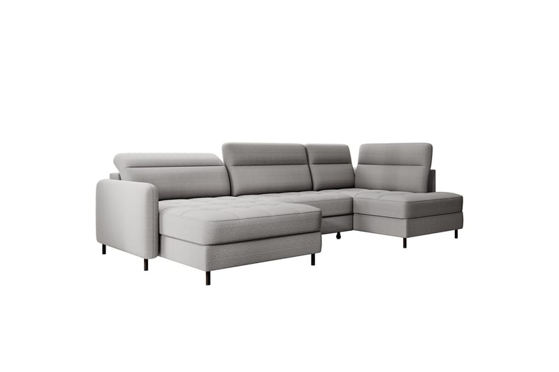 Berrto Sofa med Divan og Sjeselong 5-seters - Lysgrå - Møbler - Sofaer - U-sofa