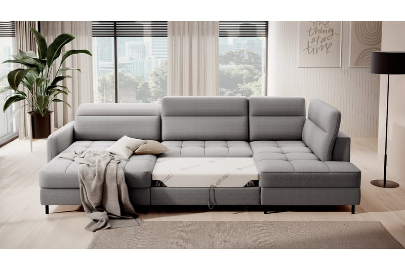 Berrto Sofa med Divan og Sjeselong 5-seters - Lysgrå - Møbler - Sofaer - U-sofa