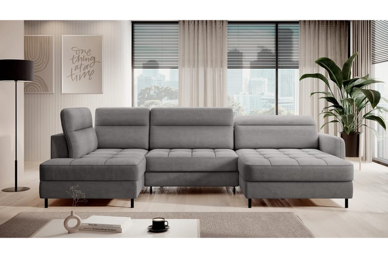 Berrto Sofa med Divan og Sjeselong 5-seters - Lysgrå - Møbler - Sofaer - U-sofa