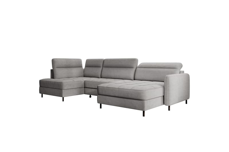 Berrto Sofa med Divan og Sjeselong 5-seters - Lysgrå - Møbler - Sofaer - U-sofa