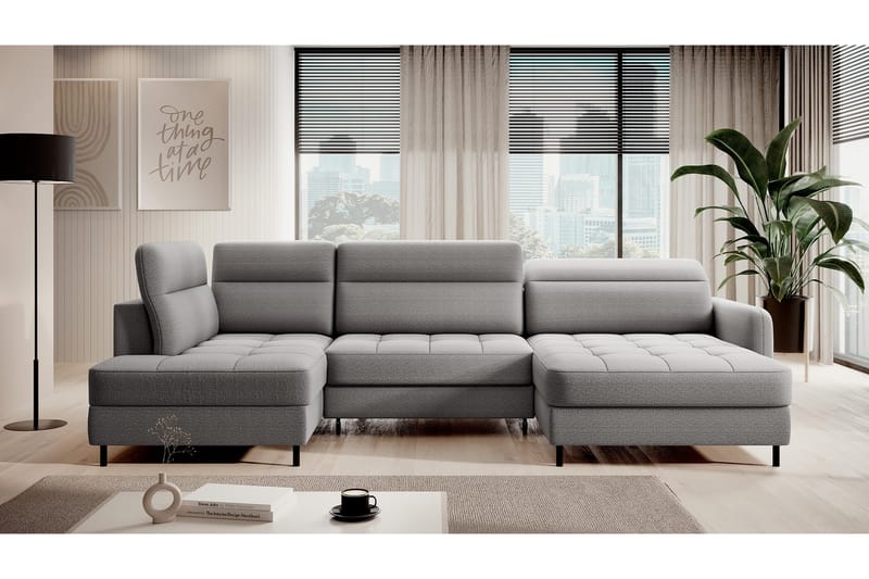 Berrto Sofa med Divan og Sjeselong 5-seters - Lysgrå - Møbler - Sofaer - U-sofa