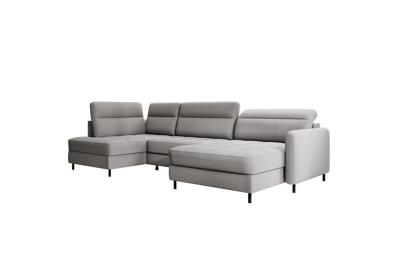 Berrto Sofa med Divan og Sjeselong 5-seters - Lysgrå - Møbler - Sofaer - U-sofa