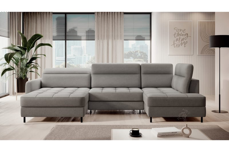 Berrto Sofa med Divan og Sjeselong 5-seters - Lysgrå - Møbler - Sofaer - U-sofa