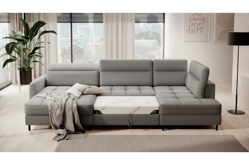 Berrto Sofa med Divan og Sjeselong 5-seters - Lysgrå - Møbler - Sofaer - U-sofa