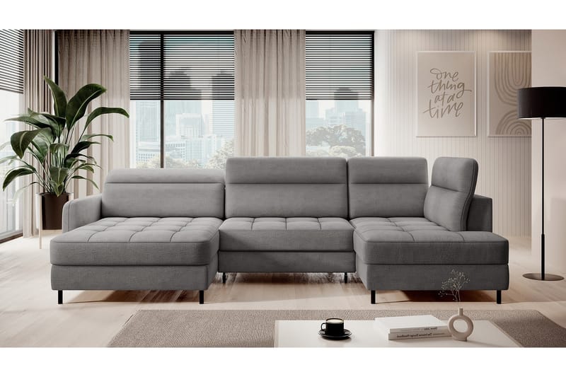 Berrto Sofa med Divan og Sjeselong 5-seters - Lysgrå - Møbler - Sofaer - U-sofa