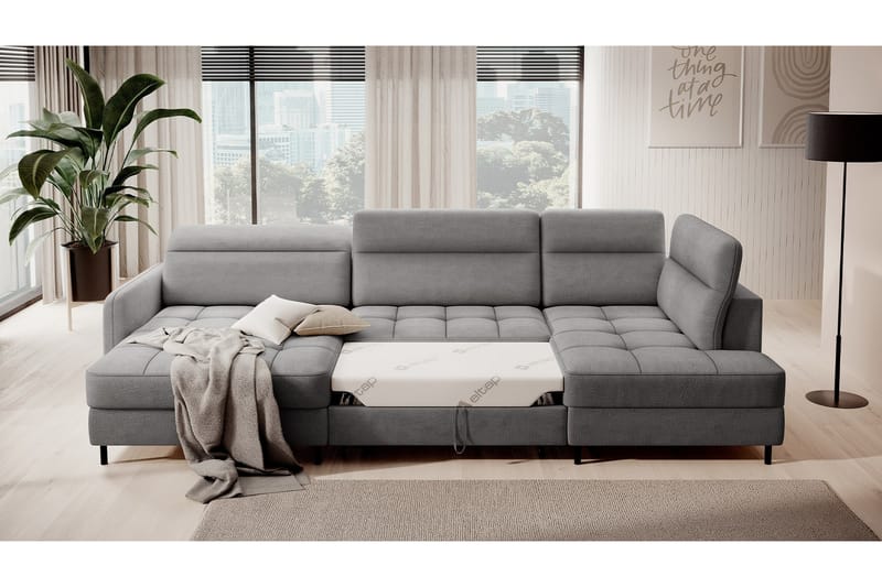 Berrto Sofa med Divan og Sjeselong 5-seters - Lysgrå - Møbler - Sofaer - U-sofa