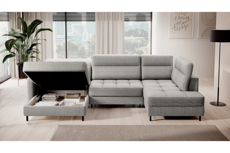 Berrto Sofa med Divan og Sjeselong 5-seters - Lysgrå - Møbler - Sofaer - U-sofa