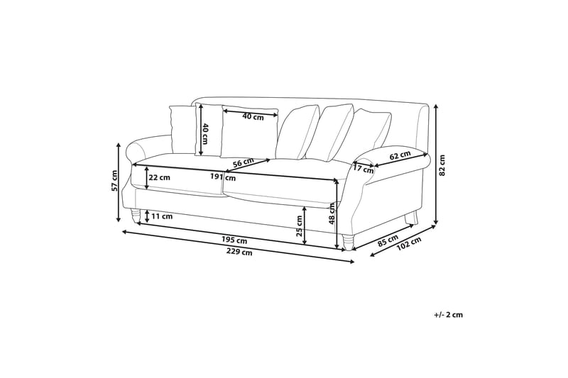 Bijan Sofa 3-seter - Grønn/Mørkt tre - Møbler - Sofaer - Sofa 3 seter