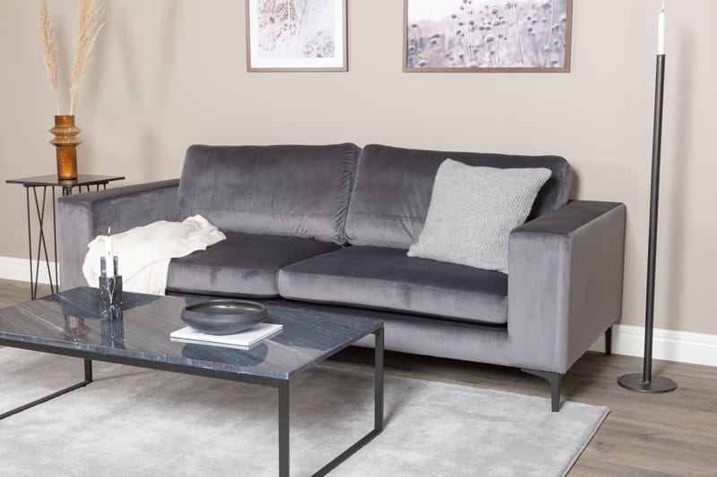 Bloom Fløyelssofa 3-seter - Mørk grå - Møbler - Sofaer - Sofa 3 seter