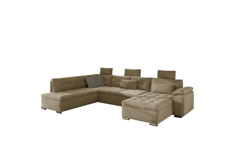 Borgstena Sofa med Sjeselong og Hjørne 4-seter - Beige/Brun - Møbler - Sofaer - U-sofa