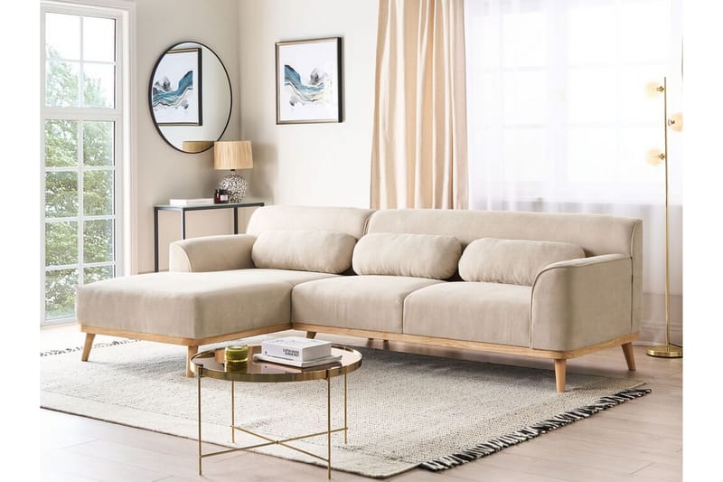 Bree Hjørnesofa 3-seter - Beige/Lyst tre - Møbler - Sofaer - Hjørnesofa