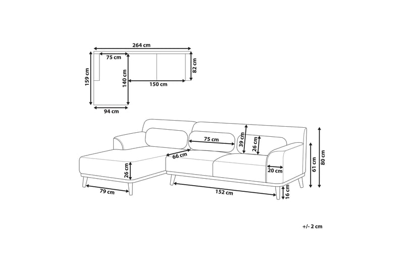 Bree Hjørnesofa 3-seter - Beige/Lyst tre - Møbler - Sofaer - Hjørnesofa