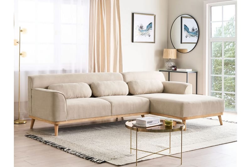 Bree Hjørnesofa 3-seter - Beige/Lyst tre - Møbler - Sofaer - Hjørnesofa