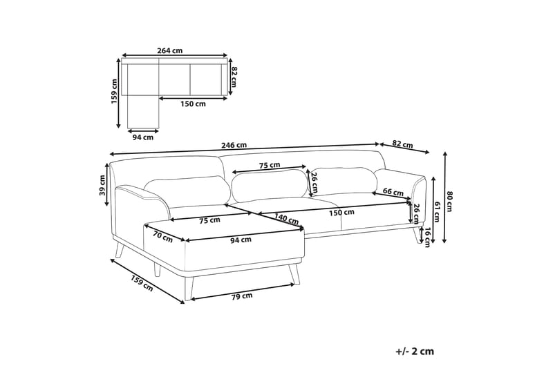 Bree Hjørnesofa 3-seter - Beige/Lyst tre - Møbler - Sofaer - Hjørnesofa