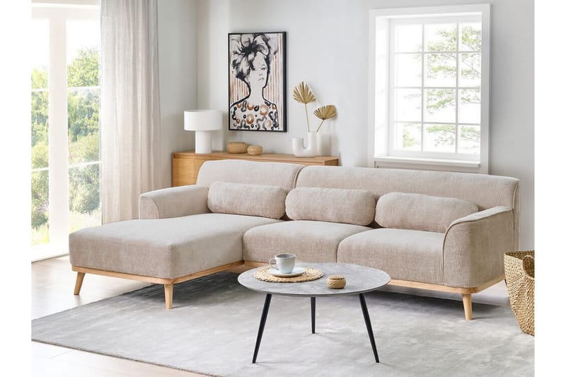 Bree Hjørnesofa 3-seter - Beige/Lyst tre - Møbler - Sofaer - Hjørnesofa