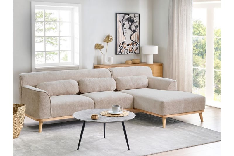 Bree Hjørnesofa 3-seter - Beige/Lyst tre - Møbler - Sofaer - Hjørnesofa