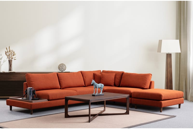 Brigid 4-seters Sofa med Divan - Oransje - Møbler - Sofaer - Sofa med sjeselong