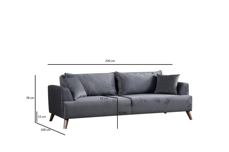 Buhara Sofa 3-seter - Mørk grå - Møbler - Sofaer - Sofa 3 seter