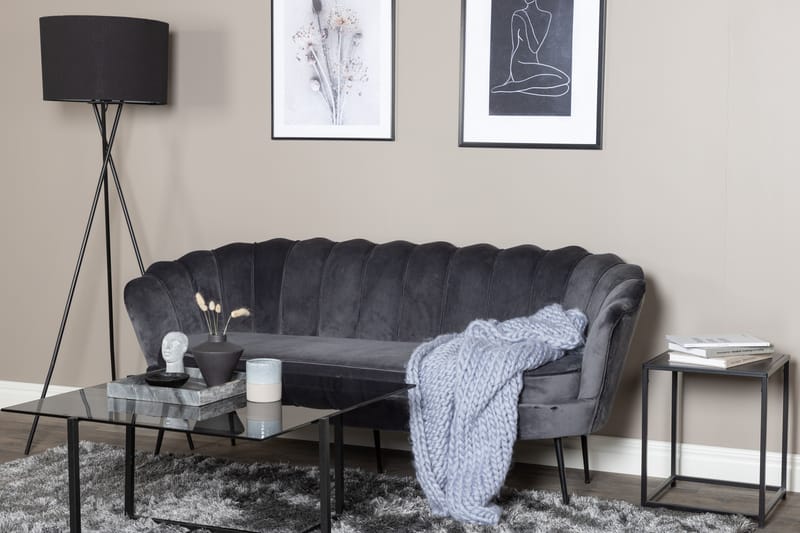 Calais 3-seter Sofa Fløyel - Mørk grå - Møbler - Sofaer - Sofa 3 seter