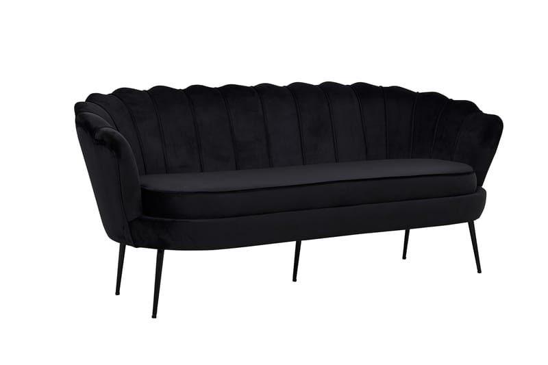 Calais 3-seter Sofa Fløyel - Svart - Møbler - Sofaer - Sofa 3 seter