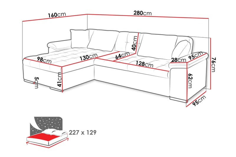 Camior Sofa med Divan 3-seter - Beige - Møbler - Sofaer - Sofa med sjeselong