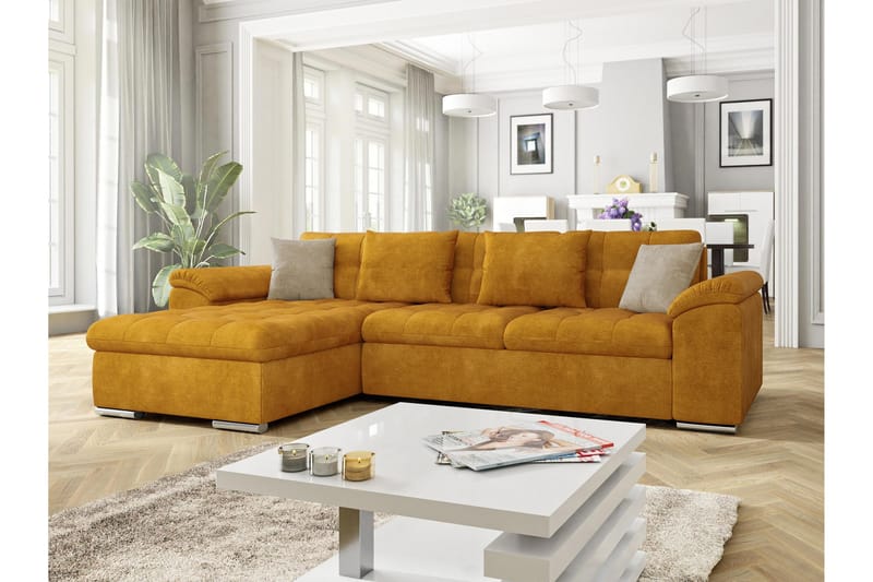 Camior Sofa med Divan 3-seter - Gul/Beige - Møbler - Sofaer - Sofa med sjeselong