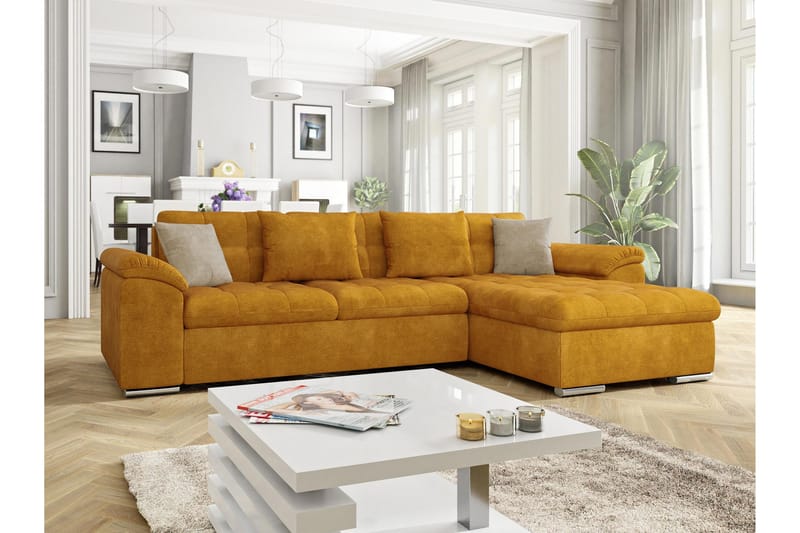 Camior Sofa med Divan 3-seter - Gul/Beige - Møbler - Sofaer - Sofa med sjeselong