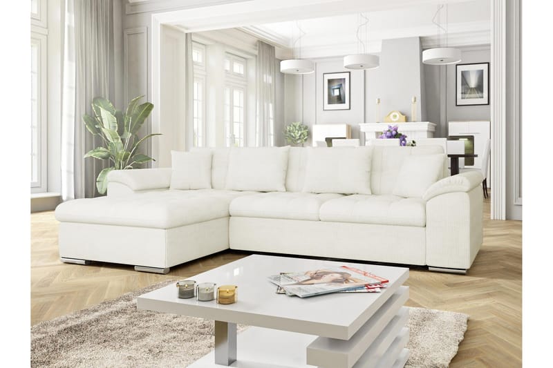 Camior Sofa med Divan 3-seter - Hvit - Møbler - Sofaer - Sofa med sjeselong