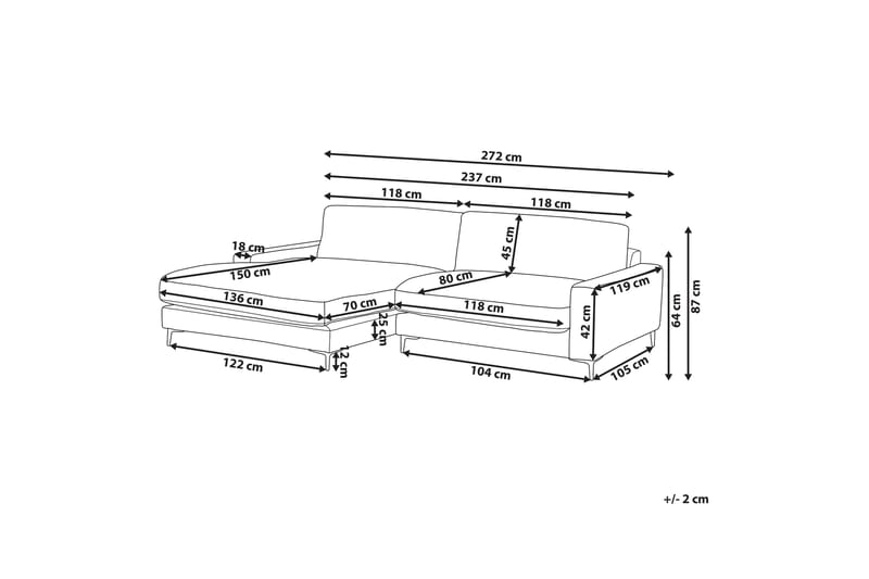 Cathy Hjørnesofa 3-seter - Grå/Svart - Møbler - Sofaer - Hjørnesofa