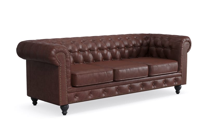 Chesterfield Deluxe 3-seter Sofa - Mørk brun - Møbler - Sofaer - Sofa 3 seter