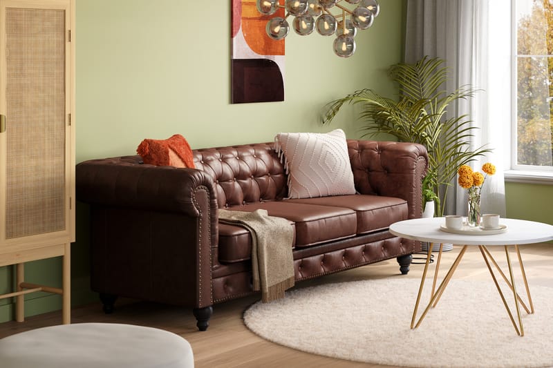 Chesterfield Deluxe 3-seter Sofa - Mørk brun - Møbler - Sofaer - Sofa 3 seter