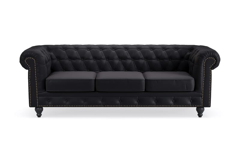 Chesterfield Deluxe 3-seter Sofa - Svart - Møbler - Sofaer - Sofa 3 seter