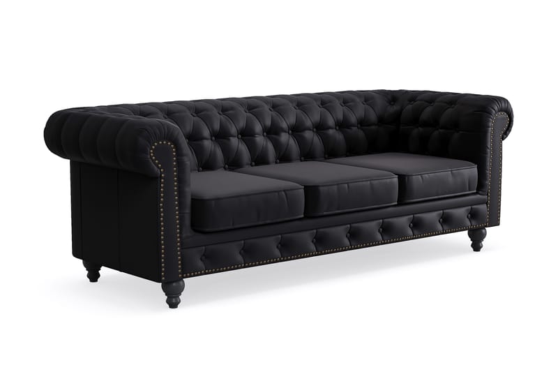 Chesterfield Deluxe 3-seter Sofa - Svart - Møbler - Sofaer - Sofa 3 seter