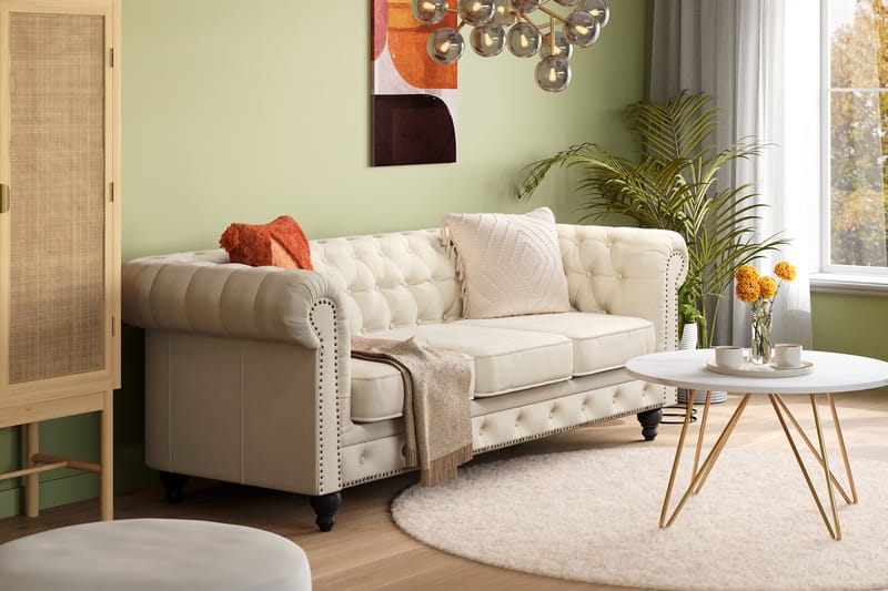 Chesterfield Deluxe 3-seters Sofa - Beige - Møbler - Sofaer - Sofa 3 seter