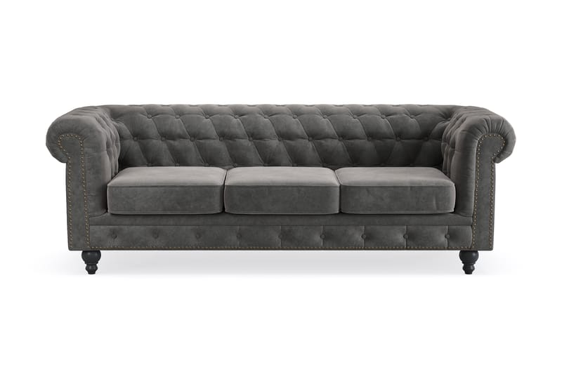 Chesterfield Deluxe 3-seters Sofa - Mørkegrå - Møbler - Sofaer - Sofa 3 seter