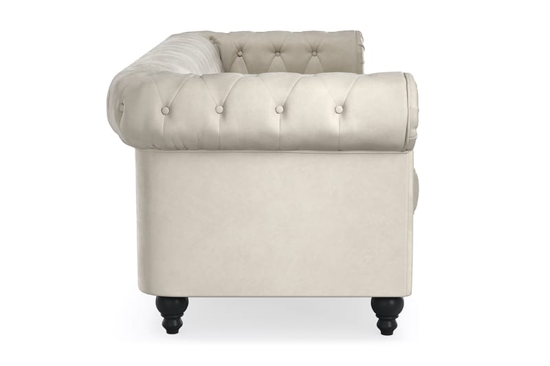 Chesterfield Luksus 3-seters Fløyelsofa 225 cm bred - Beige / Hvit / Lys - Møbler - Sofaer - Chesterfield sofaer