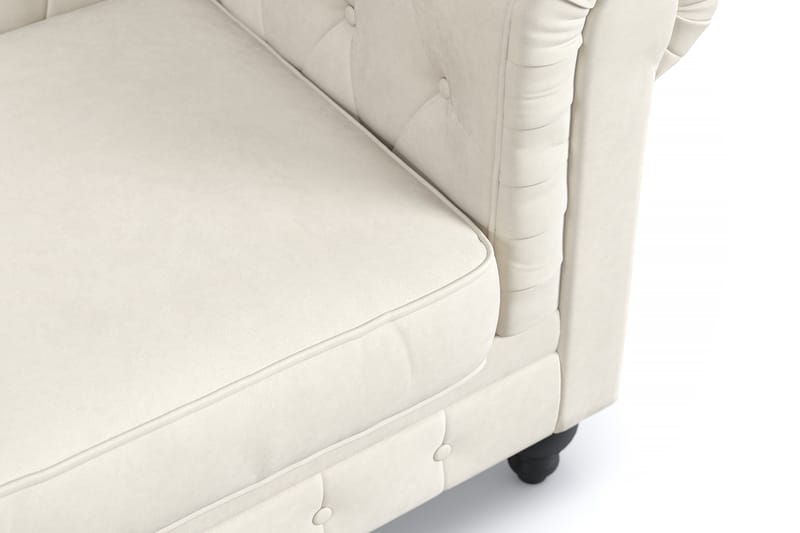 Chesterfield Luksus 3-seters Fløyelsofa 225 cm bred - Beige / Hvit / Lys - Møbler - Sofaer - Chesterfield sofaer