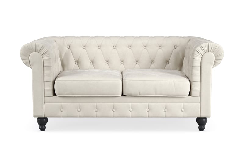 Chesterfield Lyx 2-seter Sofa - Beige Fløyel - Møbler - Sofaer - 2 seter sofa