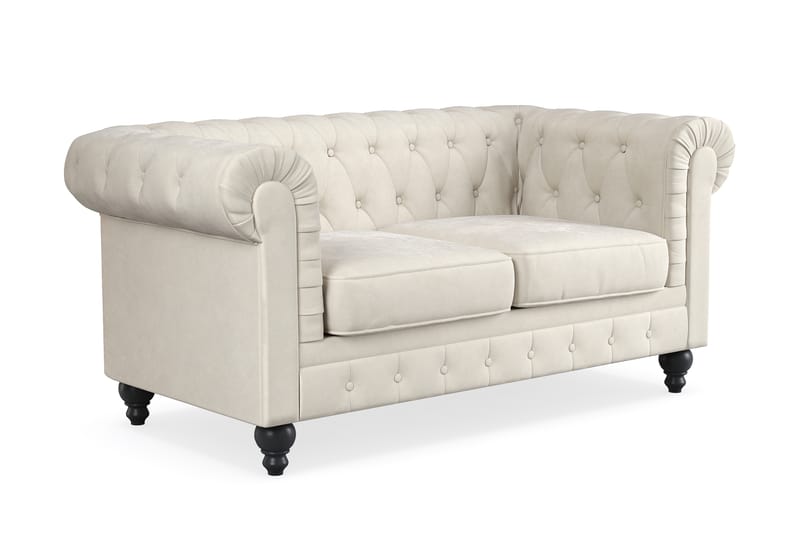 Chesterfield Lyx 2-seter Sofa - Beige Fløyel - Møbler - Sofaer - 2 seter sofa